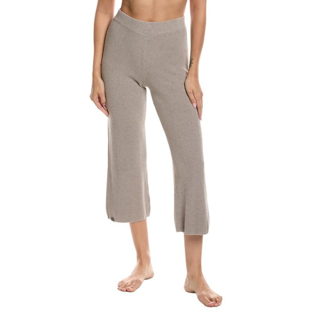 Barefoot Dreams Womens Cozychic Ultra Lite Ribbed Slit Crop Pant, Brown
